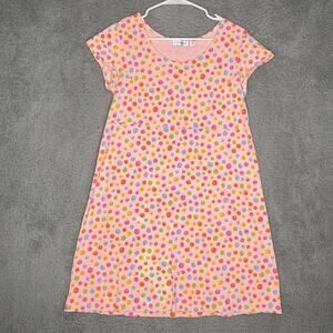 Vintage fresh produce knee length dress pink polka dot colorful artsy circus S